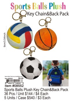 Sports Ball Plush Keychain and Backpack